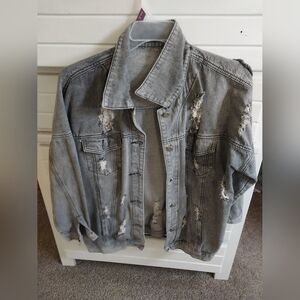 Distressed Gray Denim Jacket